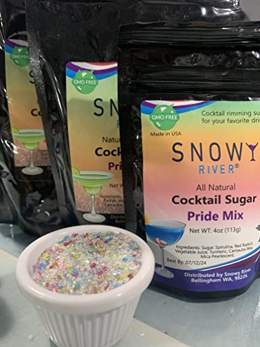 Snowy River Pride Mix Cocktail Sugar - Vibrant Rainbow Edible Garnish - 4 Ounce Pack