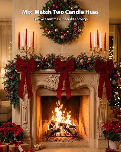 Meigic Red Spiral Flameless Taper Candles 9.6 Inch with Remote & Timer, Child & Pet Safe, 6 Pcs - Tapered Red Variant