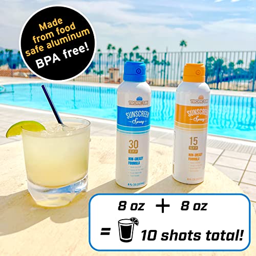 GoPong Aluminum Spray Sunscreen Flask Set (16 oz Total) - Hidden Liquor & Secret Beverage Containers, Includes Funnel & Spout - Variation 1