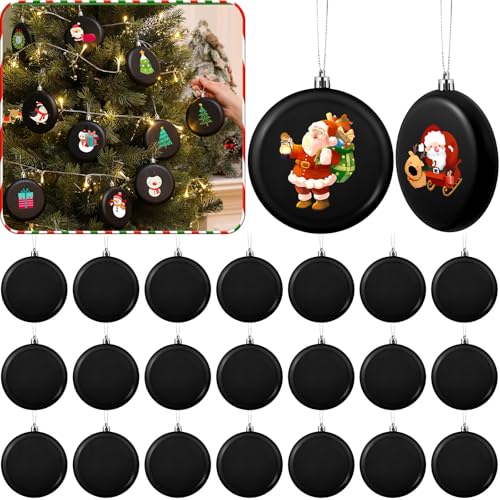 24-Pack 4 Inch Matte Black Christmas Ornaments - DIY Holiday Decor Balls