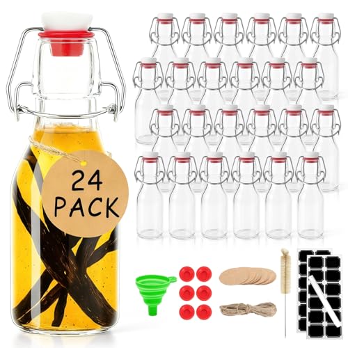 24 Pack 4oz Swing Top Glass Bottles with Lids Airtight Flip Top