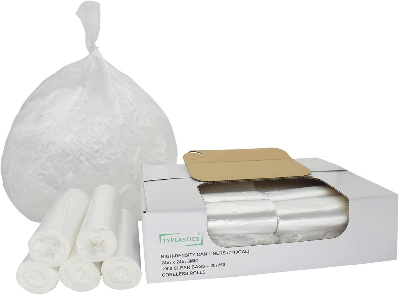 TYPLASTICS Trash Can Liner - 1000 Count Perforated Garbage Bags for 7-10 Gallon Bins | Ideal for Home & Office