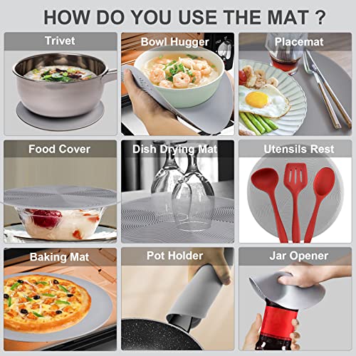 Collapsible Microwave Splatter Cover & Silicone Trivet Mat - Grey