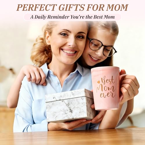 YHRJWN Best Mom Ever Coffee Mug 14 oz Pink – Mother's Day Gift from Daughter/Son