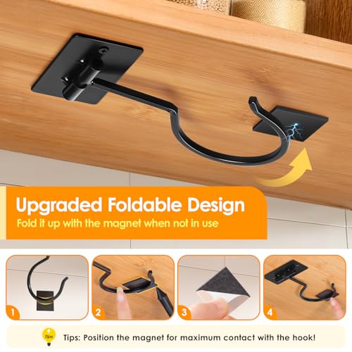 Foldable Under Cabinet Banana Hook - Heavy-Duty Metal Kitchen Hanger