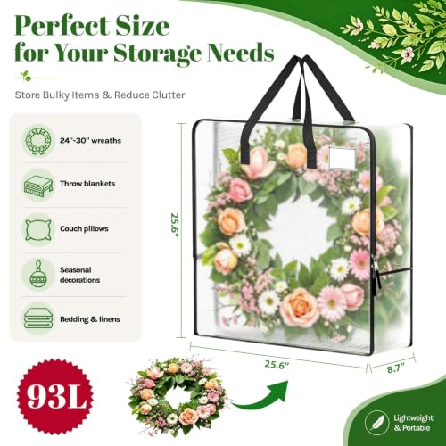 Clear Christmas Wreath Storage Bags 5 Pack for 30 Inch Wreaths