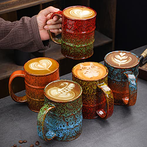 LGQ 20 Oz Ceramic Coffee Mug with Handle - Large Green & Blue Novelty Mug, Dishwasher & Microwave Safe