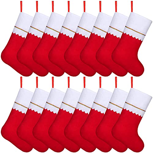 Christmas Stockings 18 Inch Red Felt Holiday Stockings Set of 16 - Fireplace Hanging Decorations