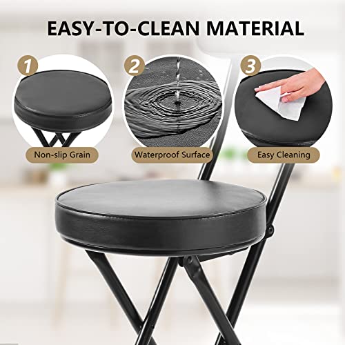 23.6-Inch Portable Folding Bar Stool with Back, Heavy-Duty Collapsible Chair
