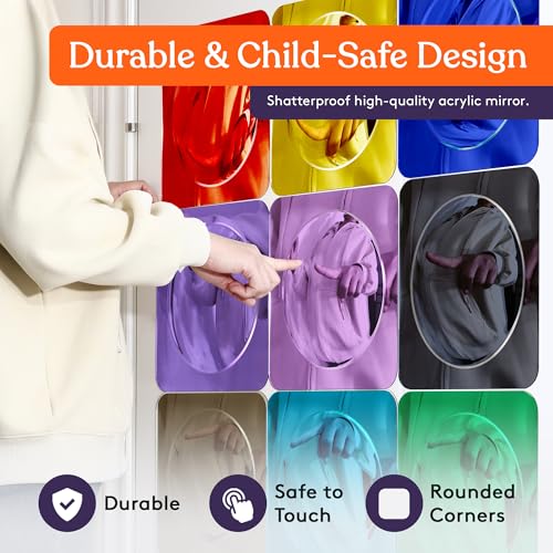 Shatterproof Sensory Bubble Wall Mirrors for Kids - 9 Pack Acrylic Decor