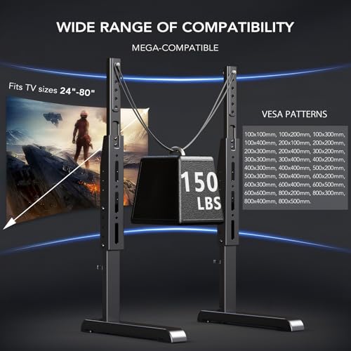 Universal Table Top TV Stand for 24-80 Inch Screens, Height Adjustable