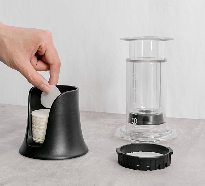CAFEMASY Coffee Filter Holder with 350 Count Replacement Coffee Paper Filters Compatible with Aeropress Original Clear Go Espresso Maker Accessories Parts
