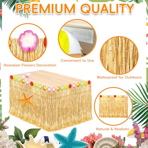 2-Pack Hawaiian Luau Table Skirt, 108" x 29.5" Tropical Grass Table Cover