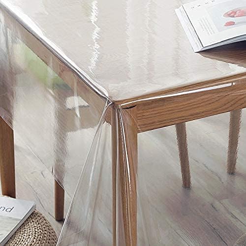 sancua 100% Waterproof Rectangle PVC Tablecloth - 70 x 70 Inch - Oil Proof Spill Proof Vinyl Table Cloth, Wipe Clean Table Cover for Dining Tables, Buffet Parties and Camping, Crystal Clear
