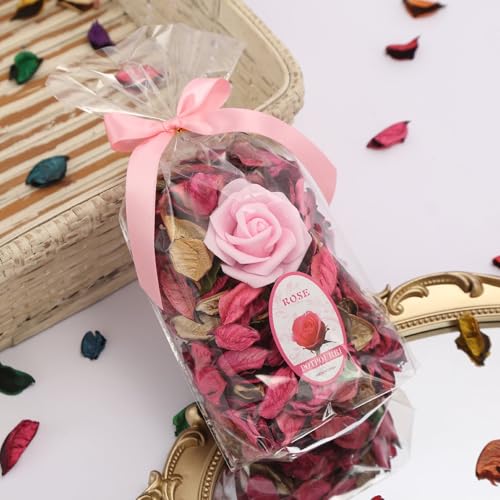 Natural Rose Potpourri Sachets - 10oz Fragrant Dried Flower Vase Filler