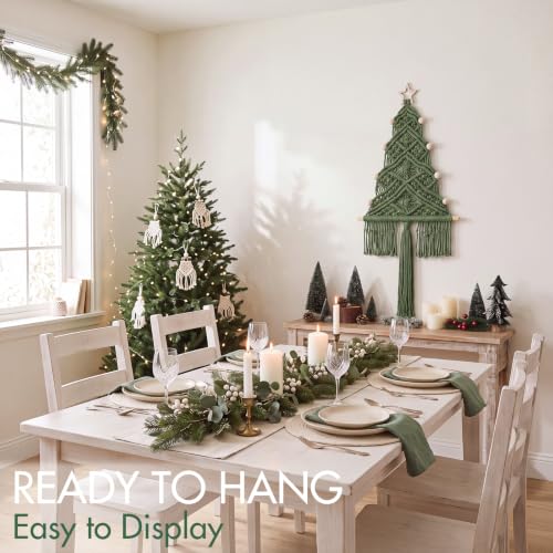 HunnmingRe Green Large Macrame Christmas Tree Decor - Festive Holiday Wall Hanging