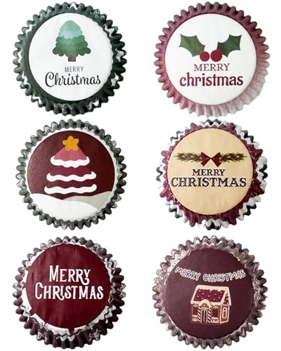 Christmas 300-Count Cupcake Liners Set - Standard Size, 6 Designs