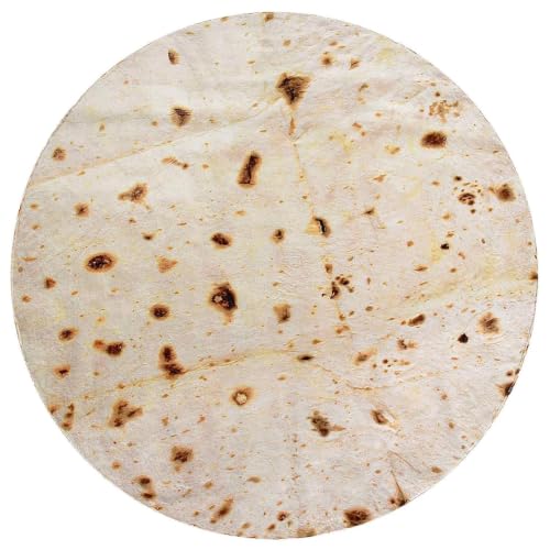 71-Inch Burrito Tortilla Throw Blanket, Soft Flannel Novelty Taco Wrap