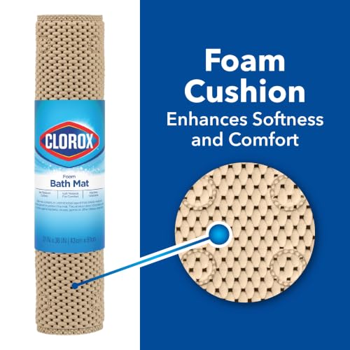 Cushioned Non-Slip Bathtub Mat with Suction Cups, 17 x 36 Inches, White