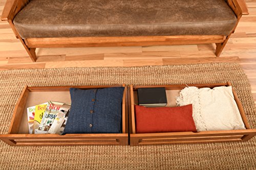 Under-Bed Storage Drawer Set for Full Size Futon Frames - Medium Brown