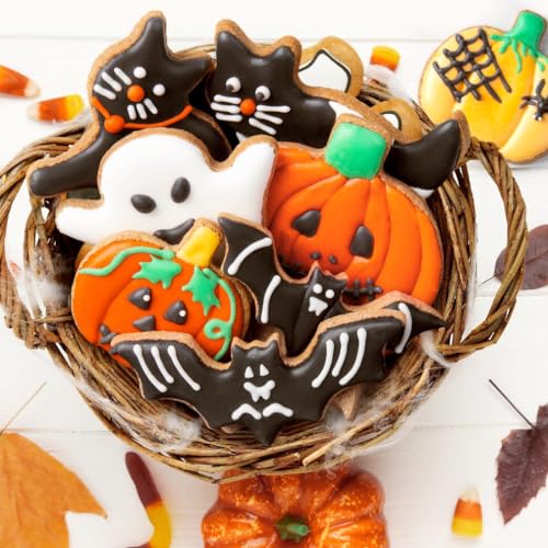 Halloween Cookie Cutters Set - 12 Stainless Steel Shapes: Pumpkin, Ghost, Bat & Cat