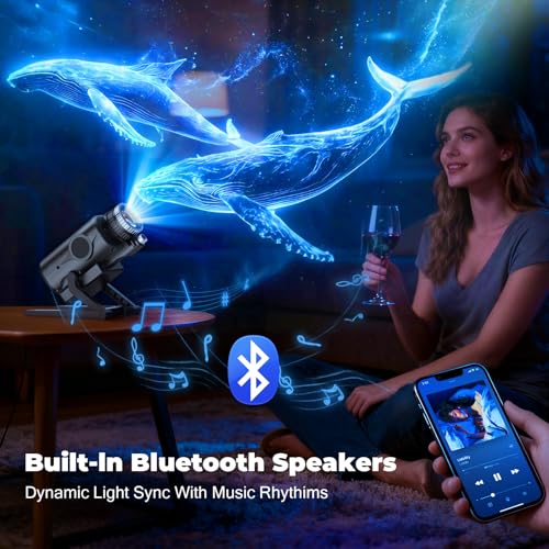 3D Galaxy Star Projector with 60 Dynamic Scenes and Bluetooth Speaker