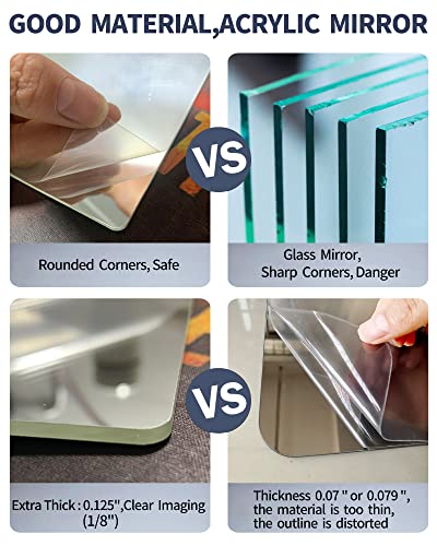 4 Pcs Shatterproof Adhesive Mirror Tiles, 8.2" Square Wall Mirror Decals