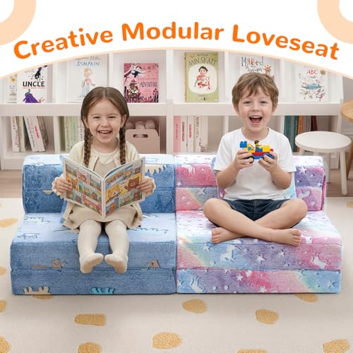 Glow-in-the-Dark Unicorn Trifold Kids Floor Mattress & Sofa Bed