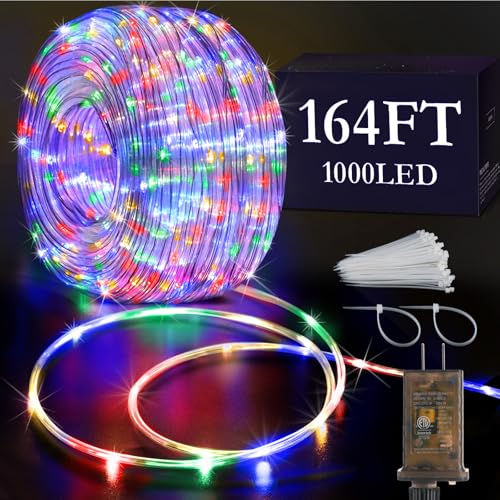 164ft LED Rope Lights, 1000 LED Waterproof Outdoor String Lights with 8 Modes