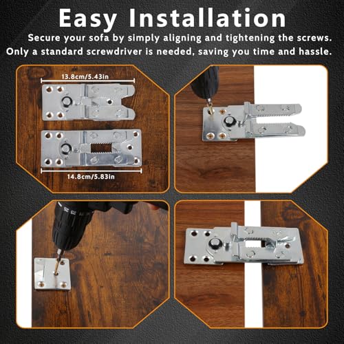 Heavy Duty Sectional Couch Connectors, Adjustable Interlocking Sofa Clamps