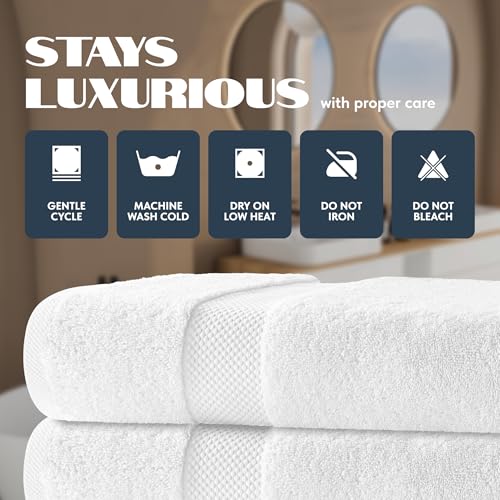 White Classic Luxury Bath Towels Set of 4, 700 GSM Turkish Cotton 27x54