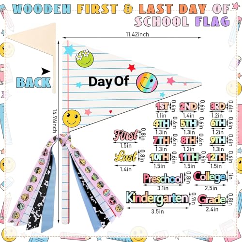 First & Last Day of School Wooden Flag Kit with Reusable Grade Stickers