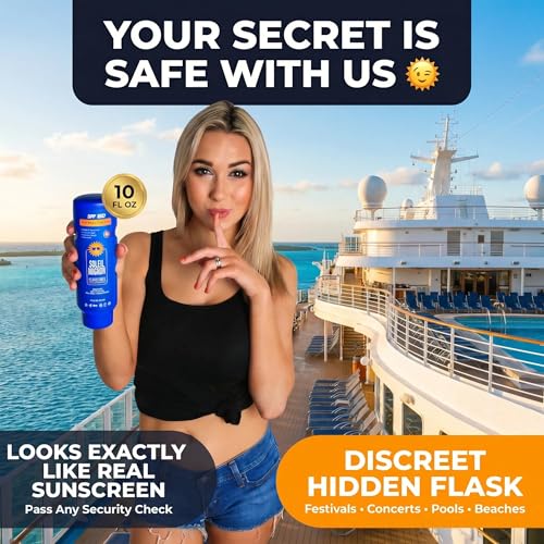 Soleil Mignon 2-Pack Travel Discreet Sunscreen Flask 10oz Leakproof Liquor Bottles with Funnel