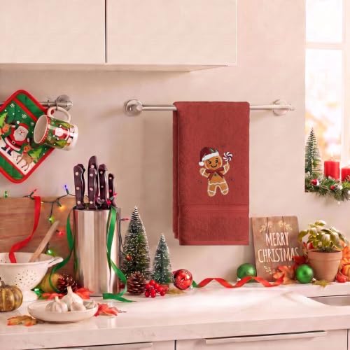 Artoid Mode 13.7 x 29.5 Inch Red Gingerbread Man Christmas Hand Towels Set of 1