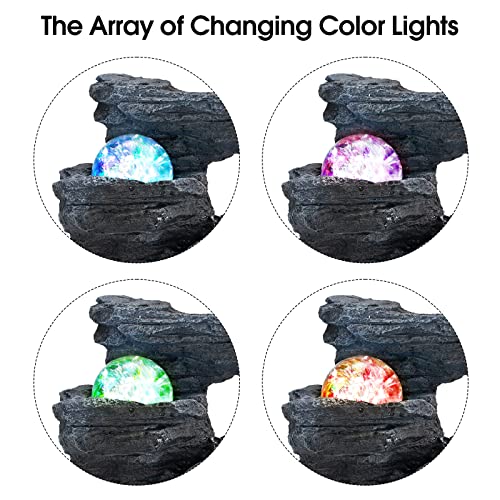 Indoor Tabletop Waterfall Fountain with LED Lights & Rolling Ball Decor