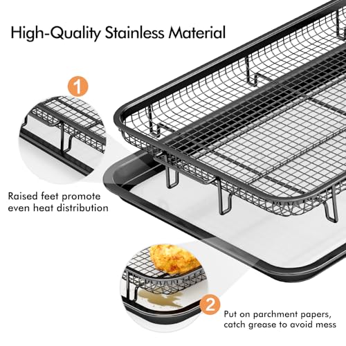 2-Piece Stainless Steel Air Fryer Basket and Tray Set for Oven with Papers