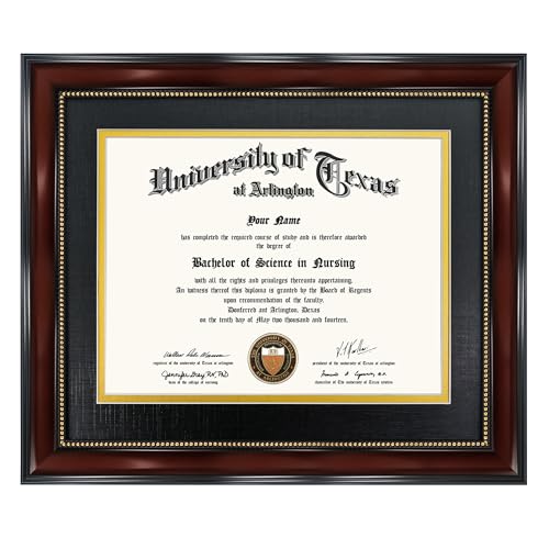 8.5x11 Diploma Frame with Double Mat - Mahogany & Gold Document Frame