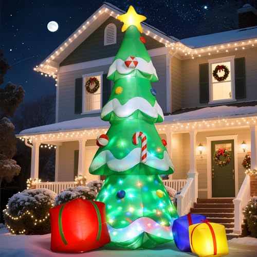 14FT Inflatable Christmas Tree with Lights & Gift Boxes for Yard Decor