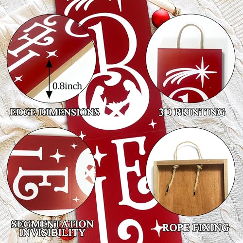 JYKCUL Believe Nativity Porch Sign - 47.2" Vertical Christmas Welcome - Red