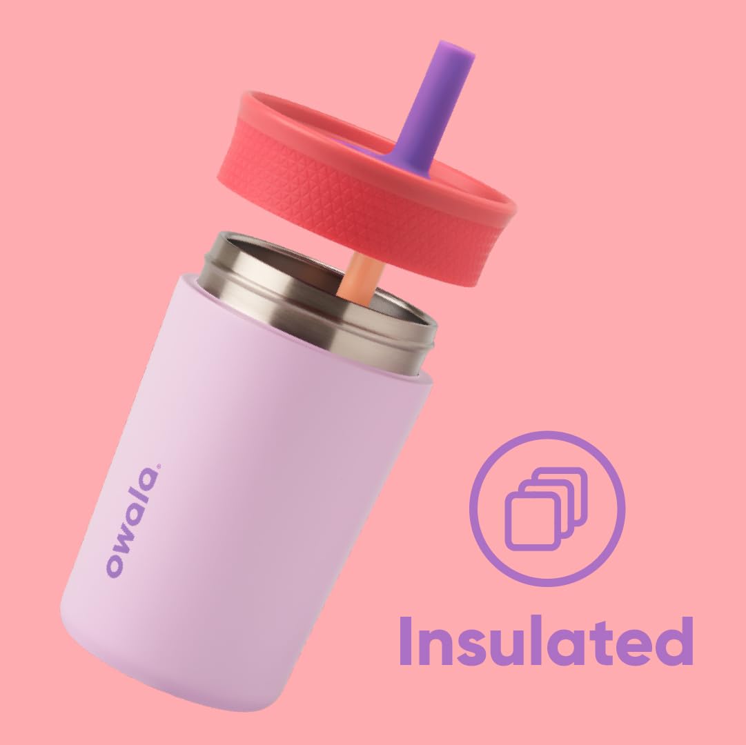 Owala Kids Stainless Steel Tumbler - Insulated Water Bottle with Spill-Resistant Straw | 12 Oz, Navy & Blue