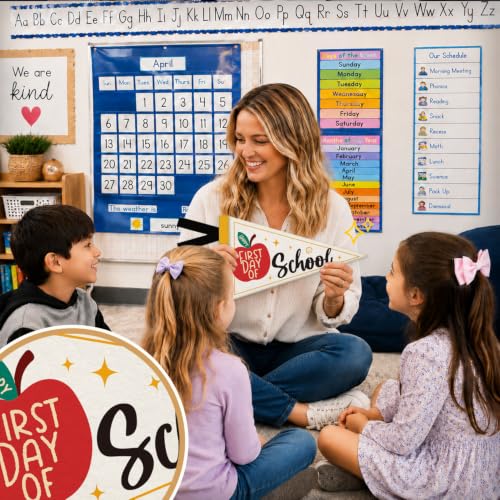 First Day of School Felt Pennant Flag Banner - Back to School Photo Prop