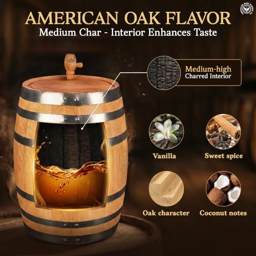2 Liter American Oak Aging Barrel Mini Whiskey Keg with Stand and Spigot