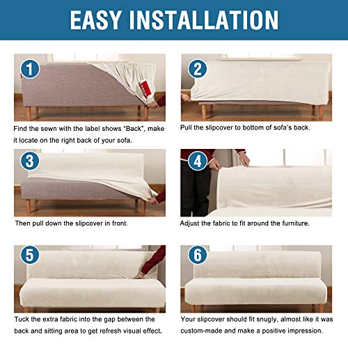 Stretch Futon Cover Slipcover for Armless Sofa - Ivory
