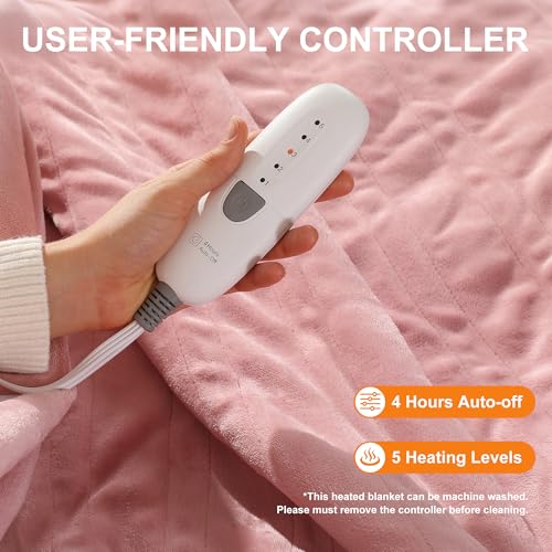 Pink Heated Throw Blanket - Ultra Warm Electric Blanket 50x60