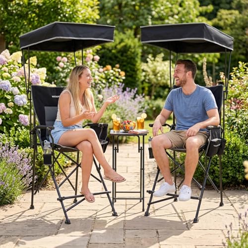 Oversized Folding Director Chair with Canopy Shade and Footrest, 300 lbs