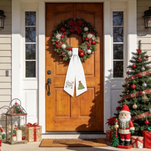 12 Pcs Seasonal Wreath Sash Embroidery Ribbon for Front Door Decor