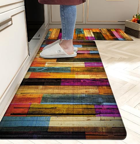 Anti-Fatigue Kitchen Mat Set, Cushioned Waterproof Floor Rugs - 2 Piece