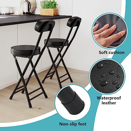 24-Inch Cushioned Folding Bar Stool, Heavy Duty Portable Counter Chair