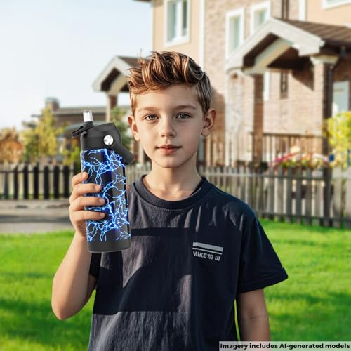 18 oz Insulated Kids Water Bottle with Straw and Silicone Boot