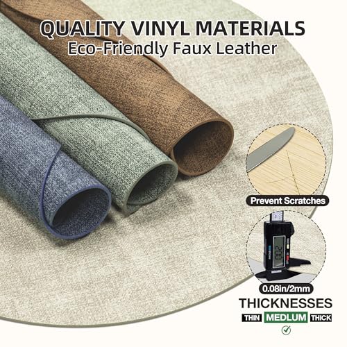 Round Faux Leather Placemats 15 Inch - Washable & Heat Resistant Set of 6